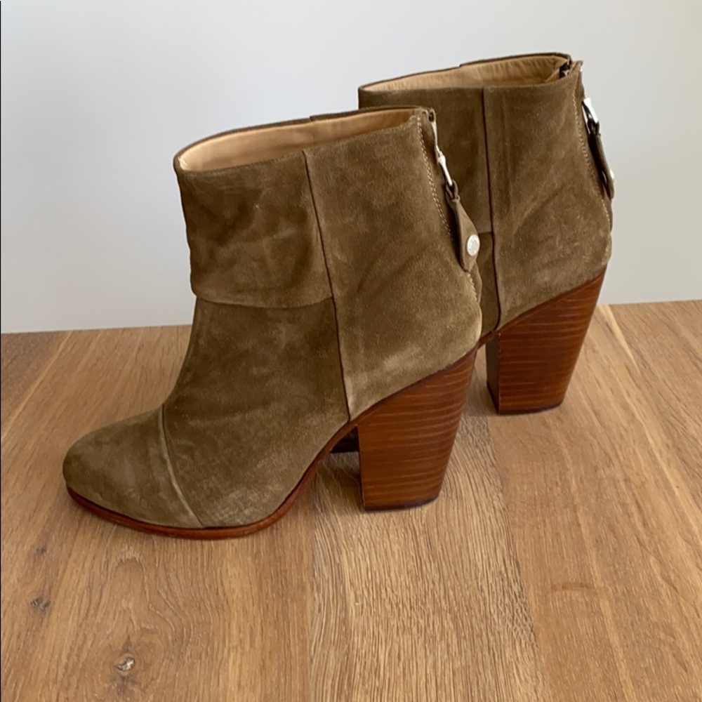 Rag and Bone Newbury Booties Suede Green Brown